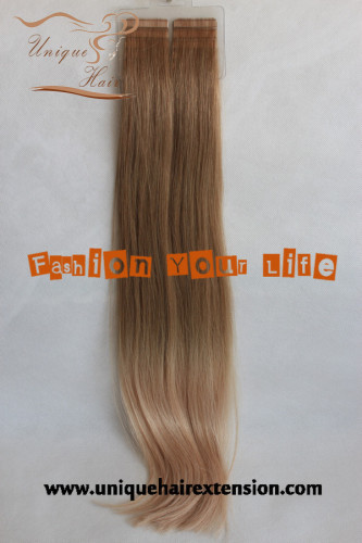 Double drawn tape hair extensions Russian hair extensions 100% human hair virgin remy hair stock tape hair extensions