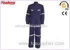 Fluorescent Hi vis Coverall Uniforms Factory Worker Clothing With 5CM Reflective Tapes