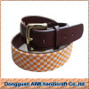 AIMI Popular plaid handmade lady needlepoint belt with genuine leather