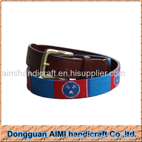 AIMI Needlepoint belt manufacturer sale high quality handmade needlepoint belt with genuine leather