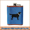 AIMI Dog pattern design wine flask needlepoint hip flask stainless steel flask