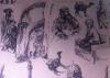 Printed Polycotton Fabric Regenerated Fabric Charcoal Drawing