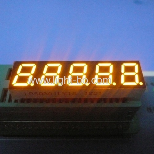 Super yellow 0.39  5 digit 7 segment led display common cathode fortemperature humidity indicator 