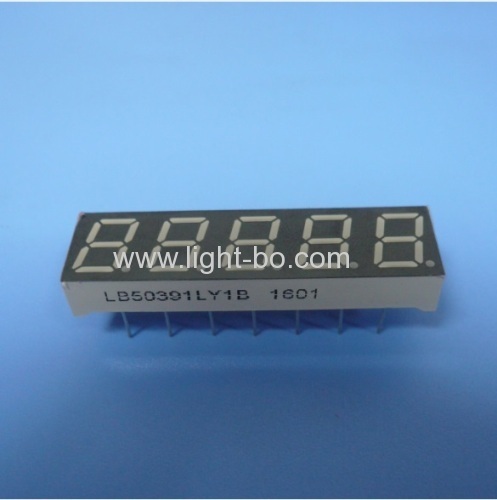 Super yellow 0.39" 5 digit 7 segment led display common cathode fortemperature humidity indicator
