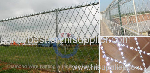 Welded razor barbed wire fence