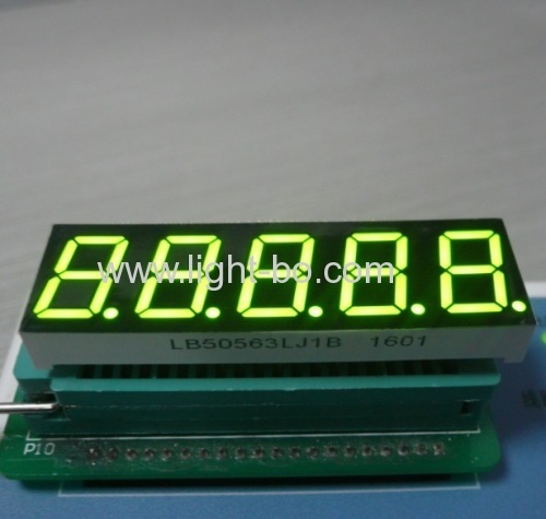 Super bright amber 0.56" 5 digit 7 segment led display common cathode for temperature humidity indicator