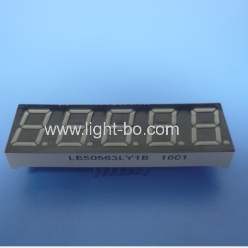 Super bright amber 0.56" 5 digit 7 segment led display common cathode for temperature humidity indicator