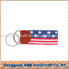 AIMI 2016 Top sale Navy Blue Handmade Needlepoint Key Fob Custom Key Chain for Sale