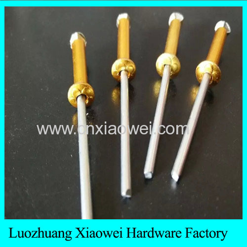 Widely used high quality open end aluminum metal blind rivets with countersunk head