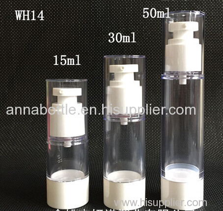 15ml 30ml 50ml plastic clear cosmetic airless pump bottle