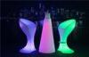 PE Plastic Full Color Led Glow Furniture With Metal Treadle / LED Bar Stool