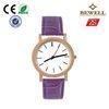 OEM / ODM Alloy Quartz Movt Watches With Purple Leather Band