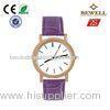 OEM / ODM Alloy Quartz Movt Watches With Purple Leather Band