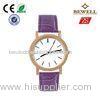 OEM / ODM Alloy Quartz Movt Watches With Purple Leather Band