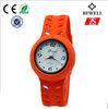Orange Or Brown Water Resistant Ladies Silicone Watches With Alloy Case