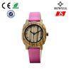 Fashionable Bewell Wooden Watch With Pink Leather Band And Laser Logo