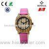 Fashionable Bewell Wooden Watch With Pink Leather Band And Laser Logo