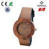 Water Resistant Red Sandal Wooden Watch With Leather Band OEM
