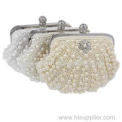 Grace White Pearls Fashion Women Evening Bags Party Handbags Bridal Clutch Bridesmaid