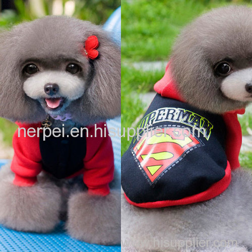 Hot Dog Pet Super Man Printed Hoodie Sweatshirt Puppy Cat Cotton Thicken Clothes Coat Jacket Apparel