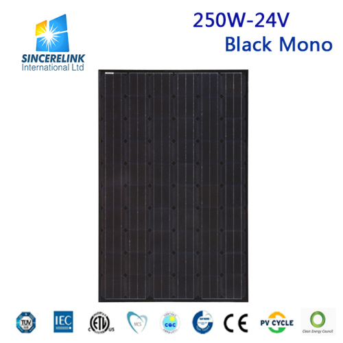 250W 24V Monocrystalline Black Solar Panel