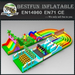 Amusement park giant inflatable slide obstacle course combo