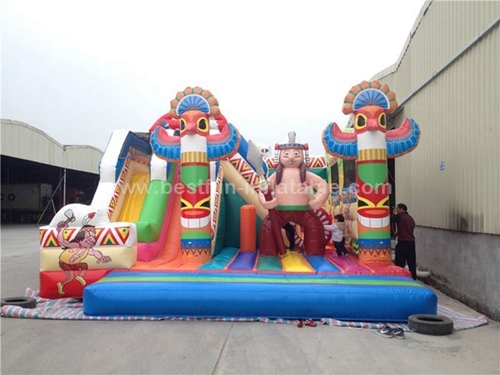 Indian Style Inflatable Amusement Park Obstacle Course