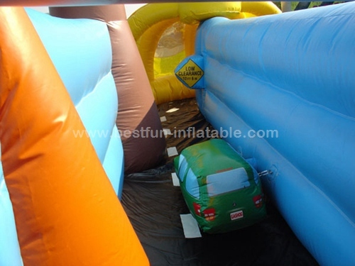 Inflatable car obstacle course for amusement