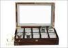 10 Slot Glossy Wooden Watch Display Case With Velvet Pillows