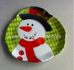 Christmas holiday Porcelain fruit plate print candy snack fruit dish plastic nuts tray medium size Tree shape