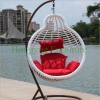 White color rattan hammock with red cushions wicker hammock