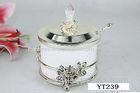 Silver Coffee Tea Pot Accessories Sugar Bowl Zinc Material With Spoon