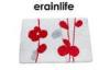 Square Shower Floor Mat white Red Pulm Flower 40x60 cm SGS Certificated