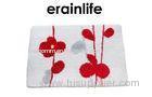 Square Shower Floor Mat white Red Pulm Flower 40x60 cm SGS Certificated