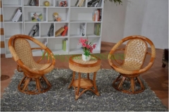 Natural rattan wicker material table chairs for living room