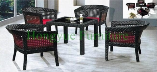 Black rattan wicker dining table chair sets furniture designs