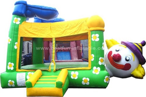 Cheap inflatable party clown bouncer with basketball hoop