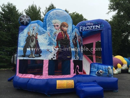 Frozen inflatable bouncy castle with water slide