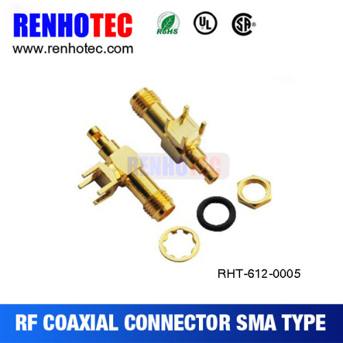 PCB board Gold plated bulkhead electrical SMA connector