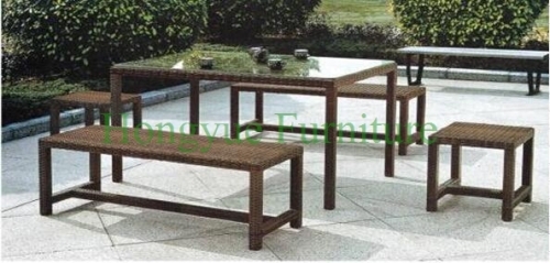 Wicker material outdoor patio table chair furniture set