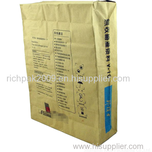 30kg high strength pasted bottom mortar sack kraft paper bag