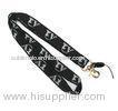 Covered Button Black Woven Polyester Lanyard Customized 800 + 100 X 25 mm