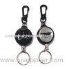 Airport / Hotel Black Retractable Id Card Reel With 60Cm Length Nylon Cord