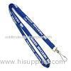 Blue 1 Side Ribbon Reflective Flat Lanyards For Exhibition Card / Sport Games