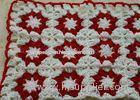 White And Red Flowers Folded Knitted Chair Cover Square Overlocking Edge