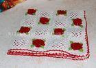 Cute Red Rose Handmade Knitted Baby Blankets 100% Milk Cotton 95cm x 95cm