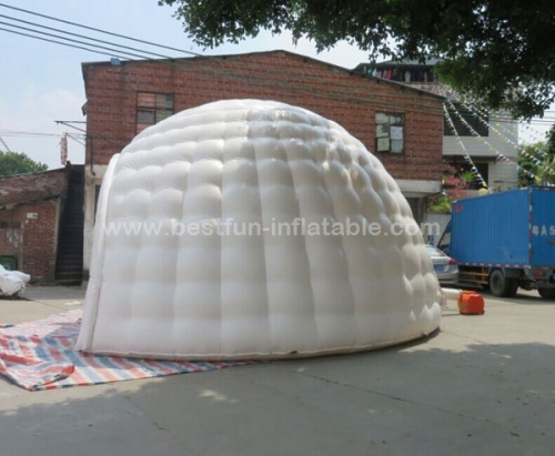 White inflatable dome tent with removable door