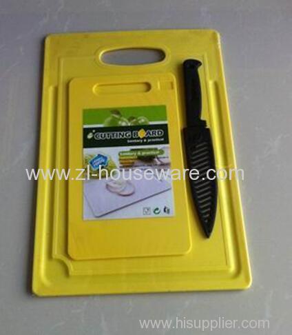 Plastic chopping & cutting board Easy wash kitchen cutting board Cutting block with knife Two pcs per set
