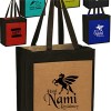 Jute Color Panel Tote Bags