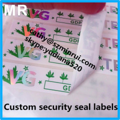 High quality hot stamped holographic logo security seal tamper sticker